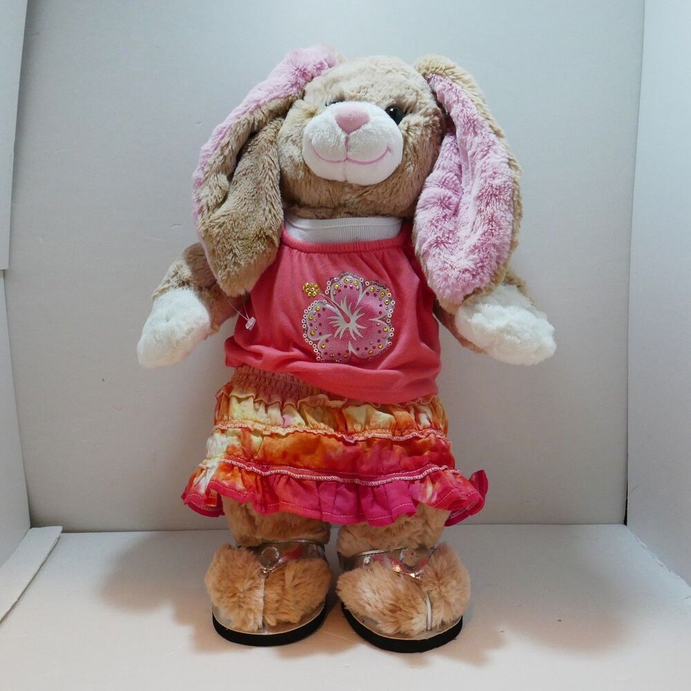 BAB Build A Bear Long Eared Girl Bunny Rabbit Plush Soft Stuffed Animal Clothes
